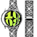 Mosonio Compatible with Samsung Galaxy Watch 7/6 Bands 40mm/44mm, 20mm Bling Metal Bands with Bling Protective Cover Case for Women, Shiny Watch Replacement Strap for Daily Wear
