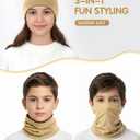 Winter Kids Neck Warmer, Warm Kids Scarf Soft Neck Gaiter, Windproof Face Cover Ski Mask for Boys Girls (Khaki)