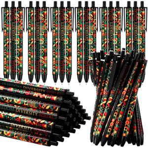 Sinload 200 Pcs Black History Month Ballpoint Pens Bulk for Prizes Inspirational Geometric Dream Freedom Diversity Equal Pen African American Party Supplies