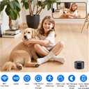 Smart Security Camera - 1080P Indoor Cameras for Home Security - Pet/Dog Camera with Motion Tracking - 15W Fast Phone Charger - Digital Clock (Ink Black)