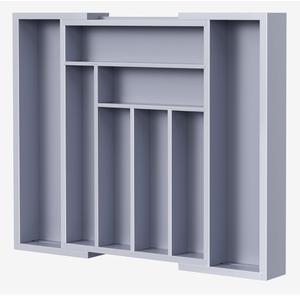 Pipishell Bamboo Expandable Drawer Organizer for Utensils Holder, Adjustable Cutlery Tray, Wood Drawer Dividers Organizer for Silverware, Flatware, Knives in Kitchen, Bedroom, Living Room(Grey)