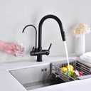 Matte Black Kitchen Faucet with Pull Down Sprayer, Black Kitchen Sink Faucet with Drinking Water Faucet,2 Handle 3 in 1 Water Filter Purifier Faucets
