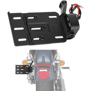 PSLER Sportster License Plate Mount Motorcycle LED Light License Plate Frames Side Mount License Plate Holder Bracket for Forty Eight Sportster XL883 XL883L XL1200 XL1200X 2004-2016 (Black)