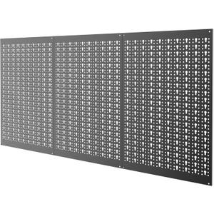 TORACK 3 PCS Metal Pegboard Panels for Garage Wall Utility Tools Storage Pegboard for Workbench, Modular Peg Board Tool Organizer Board Kit(Pack of 3, Black)