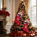 2 x HYTENSUN Letter Christmas Stockings 15.6 Inches Monogram Red Velvet with Bell Xmas Stockings Classic Personalized Stocking Decorations for Family Holiday Season Decor (Sod023rdd)