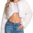 Fur Coats For Women,Plus Size Cropped Faux Fuzzy Jacket Fluffy Fall Coat. (Small, White)