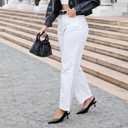 Pointed Toe Slingback Kitten Heels for Women, Leather Stiletto Heel Pumps with Elastic Strap Elegant Bridal Heel Dating Party Work Office Backless Pumps Shoes (M)