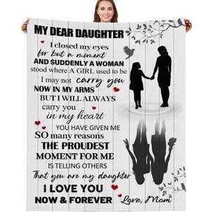 Daughter Gifts from Mom, to My Daughter Blanket from Mom, Mothers Day Birthday Graduation Gifts for Daughter from Mother Flannel Throw Blanket 60"x50"