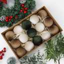 15pcs Christmas Tree Ornaments Velvet Ball,2.36in Flocked Decoration Balls,Shatterproof Multicolor Green Christmas Ornaments Set,Suitable for Xmas Trees,Fireplaces,Room Decorations