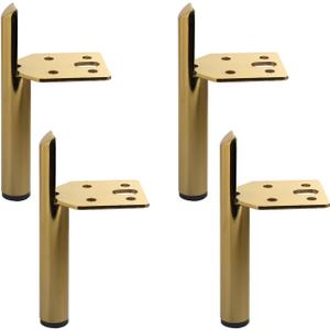 Osring Modern Furniture Legs 5 Inch Metal Furniture Table Leg Gold, Steel Side-Mounted Sofa Cabinet Feet Set of 4, Also for Home Coffee Table Feet DIY Replacement