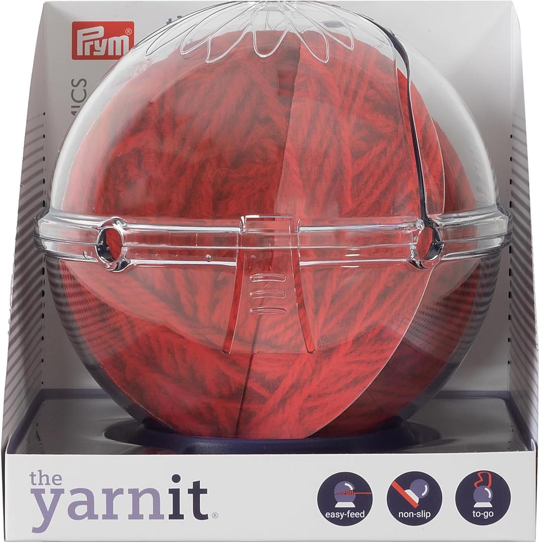 Prym Yarnit Travel Yarn Holder for Knitting & Crochet  Prevents Tangles with Two Yarn Channels, Shoulder Strap, Non-Slip Base & Hidden Storage