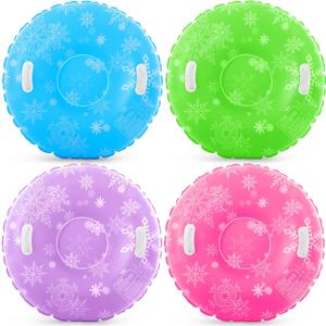 Shappy 4 Pcs Snow Tube 36 Inch Inflatable Snow Sleds Heavy Duty Sleds Adults for Winter Outdoor Sports Toboggan with Handles Thickened Bottom