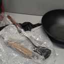 WANGYUANJI 12.6 Inch Iron Wok with Glass Lid, Flat Bottom Stir Fry Pan with Wooden Handle, Non-Coated Naturally Nonstick Skillet, Traditional Chinese Wok for Gas, Electric & Induction Cooking