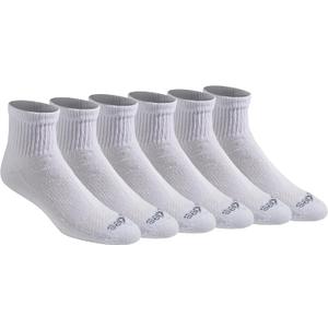 Dickies Men's Dri-Tech Moisture Control Quarter Socks, (6, 12, 18 Pairs), Solid White (6 Pairs), Large
