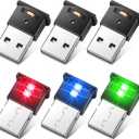 Frienda Mini USB LED Light, Car LED Interior Lighting 5V Smart USB Atmosphere Light, Laptop Keyboard Office Decoration Night Lamp, Adjustable Brightness, 8 Colors(6 Pieces)