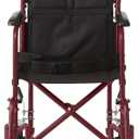 Medline Steel Transport Chair, Folding Transport Wheelchair, Removable Swing-Away Footrests, Full-Length Armrests, 17" Seat, 250 lb. Capacity, Red