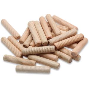 BokWin 100 Pack Wooden Dowel Pins 10mm x 50mm (Approx 3/8" x 2") Wood Fluted Dowels Rods Kiln Dried Fluted and Beveled, Hardwood Crafts Dowel Pegs