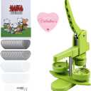 Heart Button Maker Machine DIY Gift, Installation-Free Button Maker Press Machine, Pin Button Making Machine with Free 100 Sets Heart Button Making Supplies & Circle Cutter & Magic Book(Green)