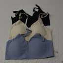 DEANGELMON V Neck Bra Padded Seamless Adjustable Straps Bralettes Everyday Basic Sleeping Bras Multiple Pack (Medium, Black,blue,apricot)