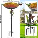 Metal Bird Bath for Outside, 41.5" Detachable Birdbath with Bowl & Decorative Birds, Easy to Clean Iron Garden Birdbath & Feeder for Outdoor Garden Lawn Yard Decor(Red+Yellow)