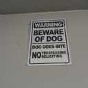 2 Pack Beware of Dog Signs, 12x8 Inch Reflective Aluminum "Dog Does Bite" Warning Sign, No Trespassing No Soliciting Metal Sign for Outdoor Yard Fence, Rustproof Waterproof with 4 Pre-Drilled Holes