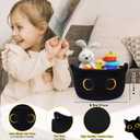 Small Storage Basket, Black Cat Cotton Rope Baskets Woven Blasket for Nursery, Blanket Basket Baby Toy Storage Organizer With Ears for Gifts Cat Dog Bin Toys 8.54.5 inches