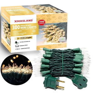 Ultra-Bright Connectable Clear Christmas Light Set 300Count 63.8Feet(2Sets-Each 150Lights) Incandescent Bulb Mini String Light for Indoor Outdoor Christmas Tree Wedding Garden Holiday Party