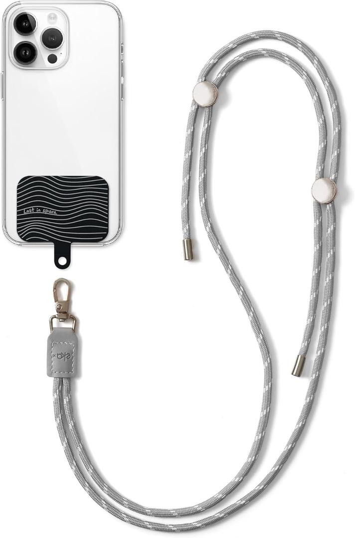 EKAX Universal Cell Phone Lanyard with Tether Tab - Crossbody Lanyard with Adjustable Nylon Neck Strap, Clip and Go Phone Strap, Phone Accessories (Grey)