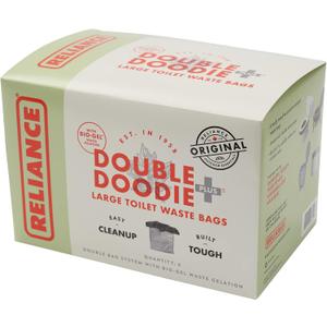 Reliance Products Double Doodie Plus with BIO-Gel | Large Portable Toilet Waste Bags | Family-Sized 6 Pack, Gray, 9.2 Inch x 4.9 Inch x 6.0 Inch