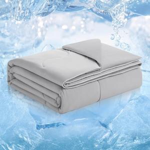 Cozy Bliss Viscose Cooling Comforter Queen Size, Reversible Cooling Blanket for Hot Sleepers and Night Sweats, Q-Max 0.4 Breathable Summer Comforter Quilt, Lightweight Soft Silky Smooth, Cool Grey