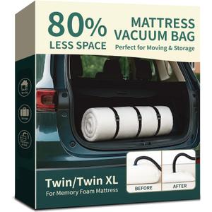 Memory Foam Mattress Vacuum Bag for Moving and Storage  Heavy Duty Compression Bag with Straps, Vacuum Bag for Memory Foam Mattress (Twin/Twin-XL)