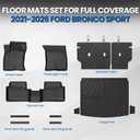 Floor Mats for Ford Bronco Sport 2021-2026, with Cargo Mat
Full Protection Mat Set with Cargo Liner, All Weather TPE, Non Slip & Odorless & Scratch Proof, Bronco Sport Accessories