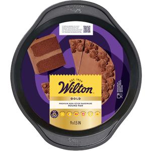 Wilton Gold Premium Non-Stick Warp-Resistant Bakeware, Made without PFAs, Round Cake Pan, 9 x 1.5 in, Packaging May Vary
