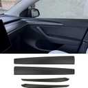 Dashboard Cover Wrap and Front Door Trim Panel Compatible with Tesla Model Y (2019-2023) Model 3 (2021-2023) Dash Cover Matte Black