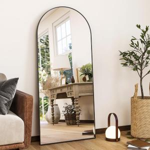 HARRITPURE 56"x21"Full Length Mirror Arch Floor Mirrors with Aluminum Alloy Frame Free-Standing Wall Mounted or Leaning Large Bedroom Dressing Mirror Modern & Contemporary Decor for Home,Black