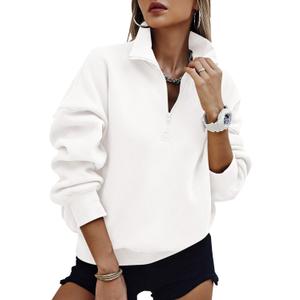 PRETTYGARDEN Womens Half Zip Oversized Sweatshirts Fleece Hoodies 2025 Trendy Long Sleeve Pullover Tops Y2k Fall Outfits (Medium, White)