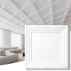 Art3d 12-Pack 2424 Inch PVC Waterproof Drop Ceiling Tiles for Home Décor - 2x2 ft 3D Modern Ceiling Panel for Suspended Grid, White