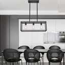 Farmhouse Rectangle Chandeliers for Dining Rooms, Modern Linear Hanging Light Fixture Matte Black 3-Light Industrial Pendant Lighting for Kitchen Island