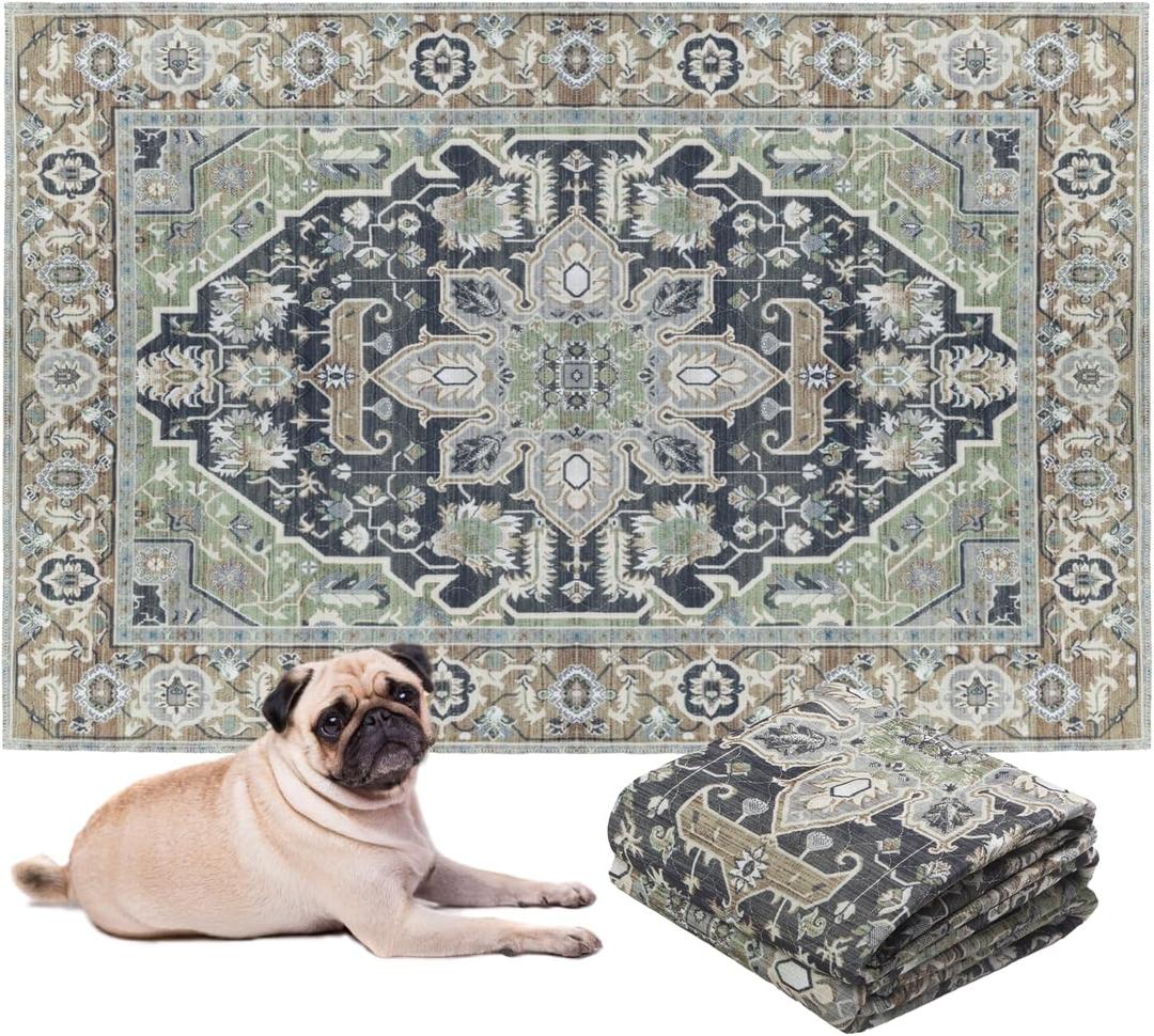 LOVEWAG Washable Dog Pee Pads, 16" x 24", Waterproof, Non-Slip, Super Absorbent, Reusable Machine-Washable, 2-Pack (Sage Forest)