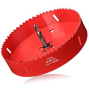 Hole Saw 6 1/8” (155mm) for Wood, HSS Bi-Metal Hole Cutter with Pilot Drill Bit for Plywood, Cornhole, Ceiling and Drywall