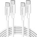 etguuds USB C to USB C Cable (3ft, 2Pack), 60W Type C to C Charger Cord Fast Charging for iPhone 16 15 Pro Max/Pro/Plus, for MacBook Pro Air/iPad mini Pro Air, for Samsung Galaxy S24 S23 (White)