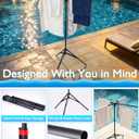 Pool Towel Rack Outdoor, 4 Arms Adjustable 51-71 Inch Freestanding Foldable Drying Rack for Pool, Camping, Backyard, Rust-Resistant Steel, Holds Towels & Swim Gear