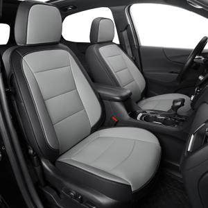 RISINGSTAR Terrain Seat Covers, fit for 2018-2024 GMC Terrain SUV with Rear Split Seats, Waterproof Faux Leather(Full Set, Black&Gray)