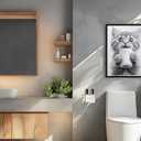 2 x Bathroom Picture Wall Decor, Framed Black and White Bathroom Wall Art, Toilet Paper in Little Funny cat Hand Animal Canvas Print Painting