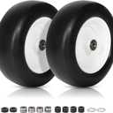 11x4.00-5 Lawn Mower Tires Flat Free, Zero Turn Mower Front Tires, 11x4-5 Solid Mower Wheel for Residential and Commercial, 3/4" or 5/8" Bushings, 3.4"-4"-4.5-5" Centered Hub, 2 Pack (White)