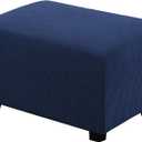 H.VERSAILTEX Ottoman Cover Slipcover Rectangle Fit Length 33"-38" Footrest Sofa Slipcovers Stool Cover Footstool Protector Covers Feature Stretch Thick Soft Jacquard Fabric Removable Washable - Navy X-Large