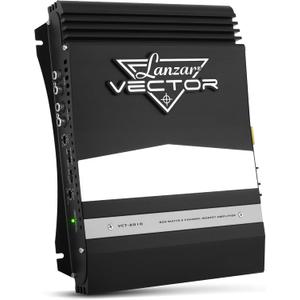 Lanzar 2-Channel High Power MOSFET Amplifier - Slim 800 Watt Bridgeable Mono Stereo 2 Channel Car Audio Amplifier-Crossover Frequency and Bass Boost Control, RCA Input,Line Output - Lanzar VCT2010