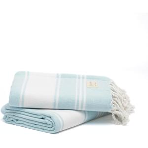 Salt Earth Cotton Turkish Beach Towel, Set of 2-36" X72" Large Bath Towels, Quick Dry Towel, Bathroom, Beach Essentials, Gym, Quick Dry for Shower, Lightweight Large Towels for All (Aqua)