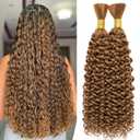 Brown Braiding Hair 18 Inch 2 Bundles Water Wave Boho Hair for Braiding Crochet Hair for Women Deep Wave 30# Braiding Hair for Boho Braids No Weft Wet and Wavy Braiding Hair Extensions