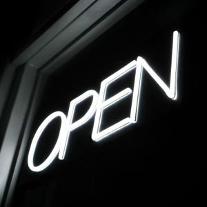 Open Signs for Business 12V/2A Ultra Bright LED Neon Open Sign 22 Inch Lighted Open Sign Electric Light Up Open Sign for Business Storefront Window Glass Door Retail Shop Store Bar Salon Restaurant,White